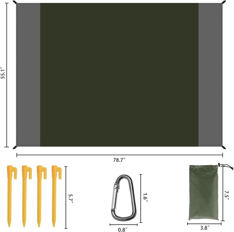 Wind Tour Waterproof Camping Tarp Lightweight Multifunctional Tent Footprint for Camping, Hiking Backpacking, Compact Tent Tarp Ground Sheet Mat for Ground or Under Tent（55.1" x 78.7" | Dark Green） - Image 2